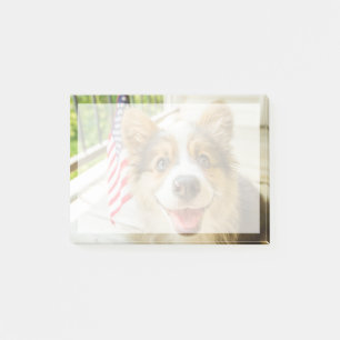 Niedliche Kleintiere   Patriotic Corgi Puppy Post-it Klebezettel