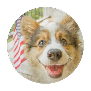 Niedliche Kleintiere   Patriotic Corgi Puppy Schneidebrett