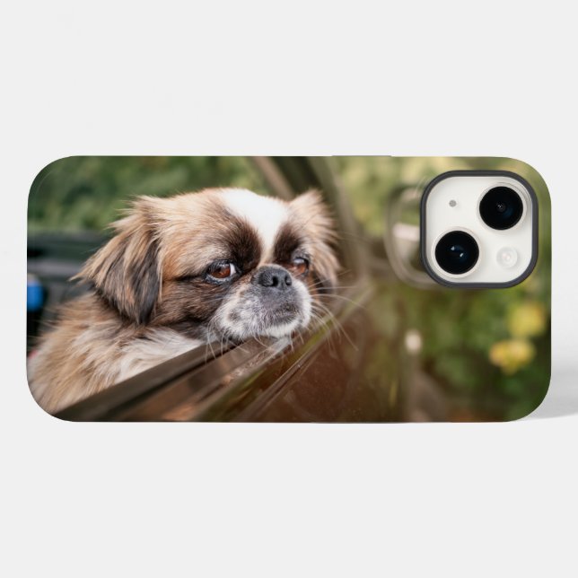 Niedliche Kleintiere | Pekingese Welpe im Auto Case-Mate iPhone Hülle (Rückseite (Horizontal))