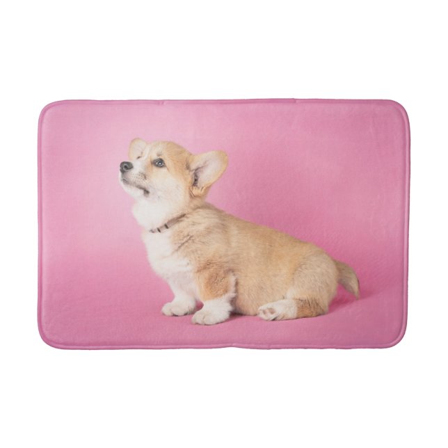 Niedliche Kleintiere | Pink Corgi Puppy Badematte (Vorderseite)