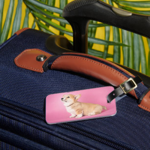 Niedliche Kleintiere   Pink Corgi Puppy Gepäckanhänger