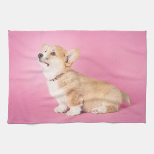 Niedliche Kleintiere Pink Corgi Puppy Geschirrtuch