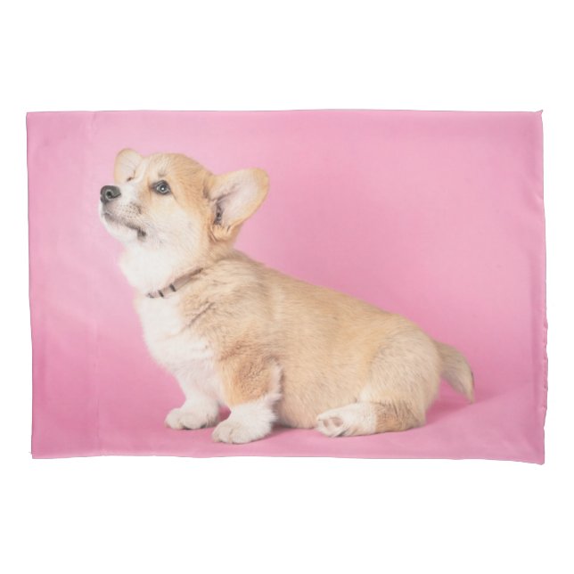 Niedliche Kleintiere | Pink Corgi Puppy Kissenbezug (Vorderseite)