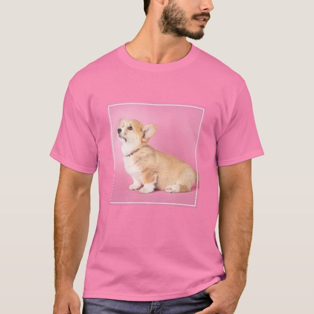 Niedliche Kleintiere | Pink Corgi Puppy T-Shirt (Vorderseite)