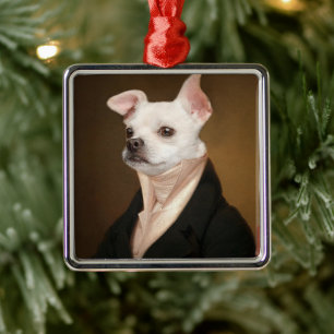 Niedliche Kleintiere   Royal Chihuahua Portrait Ornament Aus Metall