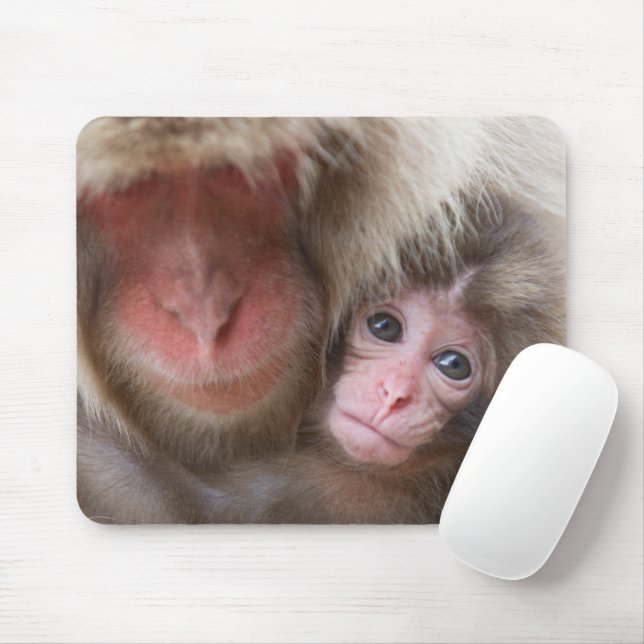 Niedliche Kleintiere | Schneelaffe Mousepad (Mit Mouse)