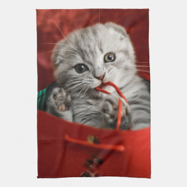 Niedliche Kleintiere | Scottish Fold Kitten Geschirrtuch (Vertikal)