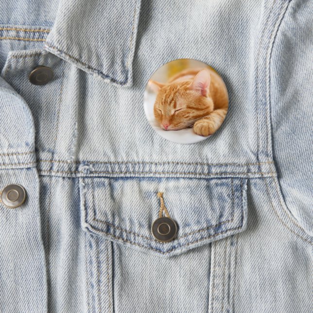 Niedliche Kleintiere | Sleeping Ginger Cat Button (Beispiel)