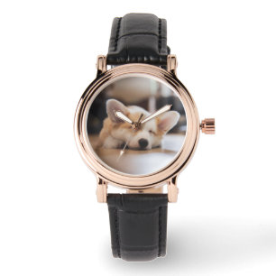 Niedliche Kleintiere   Sleepy Corgi Armbanduhr