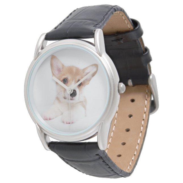Niedliche Kleintiere | Sweet Baby Corgi Armbanduhr (Schrägansicht)