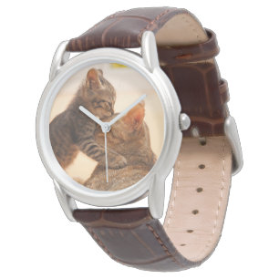 Niedliche Kleintiere Tabby Kitten Kiss Armbanduhr