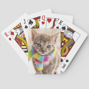 Niedliche Kleintiere Tabby Kitten Rainbow Scarf Spielkarten