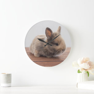 Niedliche Kleintiere Tiny Baby Bunny Große Wanduhr