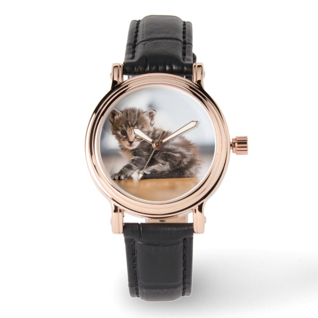 Niedliche Kleintiere | Tiny Tabby Kitten Armbanduhr (Vorderseite)
