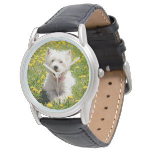 Niedliche Kleintiere   Westie Hund in Lüstern Armbanduhr