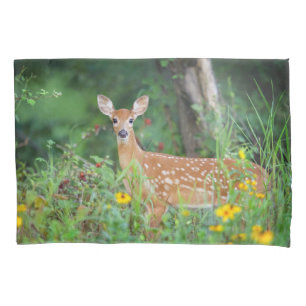 Niedliche Kleintiere White Tails Deer in Daisies Kissenbezug