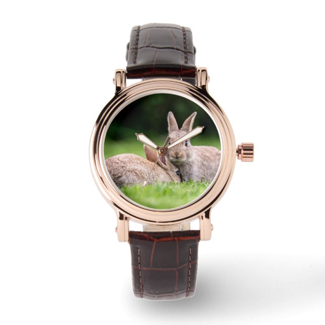 Niedliche Kleintiere | Wilde Bunny Rabbits Armbanduhr (Vorderseite)