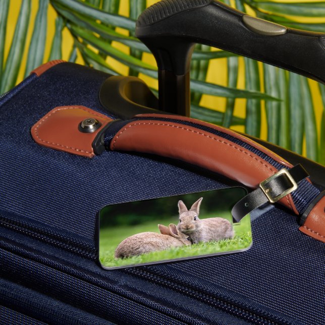 Niedliche Kleintiere | Wilde Bunny Rabbits Gepäckanhänger (Vorderseite Insitu 3)