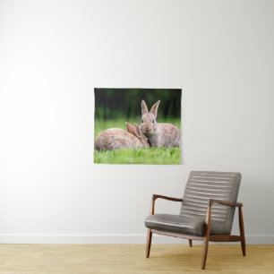 Niedliche Kleintiere   Wilde Bunny Rabbits Wandteppich