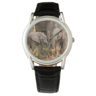 Niedliche Kleintiere Zwei junge Elefanten Armbanduhr