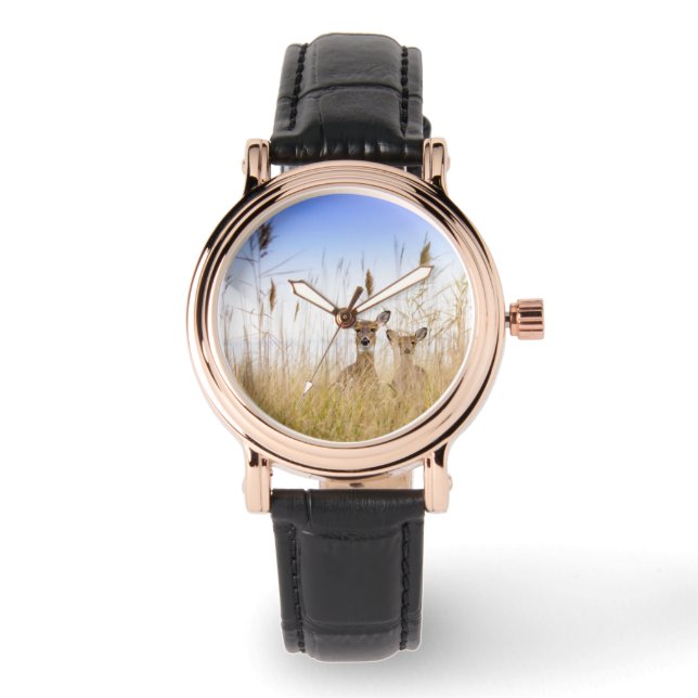 Niedliche Kleintiere | Zwei junge Weiße Schwänzer Armbanduhr (Vorderseite)