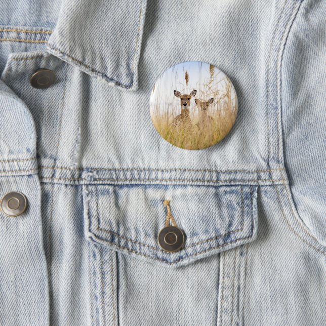Niedliche Kleintiere | Zwei junge Weiße Schwänzer Button (Beispiel)