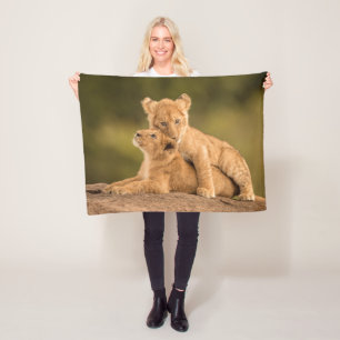 Niedliche Kleintiere   Zwei Lion Cubs Fleecedecke
