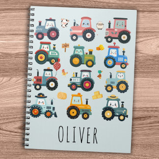 Niedliche Kleintraktoren in einem Bauernhof Notizblock