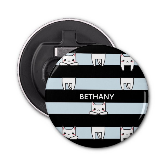 Niedliche Kletterkatzen auf gestreift Personalisie Flaschenöffner (Vorderseite)