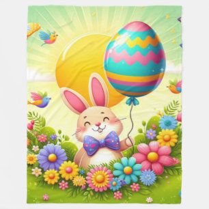 Niedliche, knuddelige und farbenfrohe Osterhase Fleecedecke