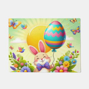 Niedliche, knuddelige und farbenfrohe Osterhase Fußmatte