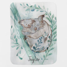 Niedliche Koala & Baby Wasserfarbe Name Aquamarine