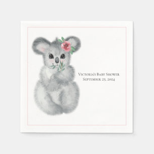 Niedliche Koala Bärenblume Moderne Name Babydusch Serviette