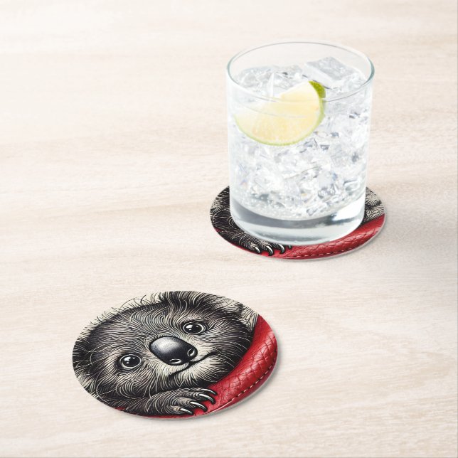 Niedliche Koala-Bärendarstellung mit lebhaften Far Runder Pappuntersetzer (Vor Ort)