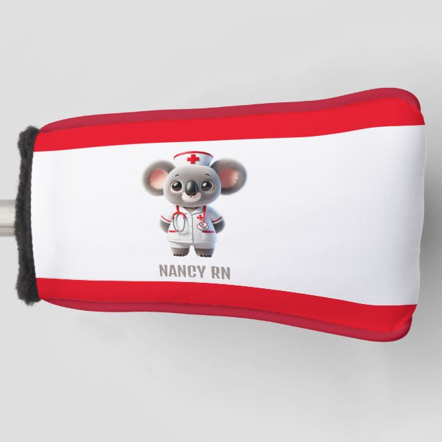Niedliche Koala-Bärenkurse mit Red Stethoscope Golf Headcover (Vorderseite)