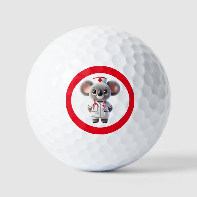 Niedliche Koala-Bärenkurse mit Red Stethoscope Golfball (Vorderseite)