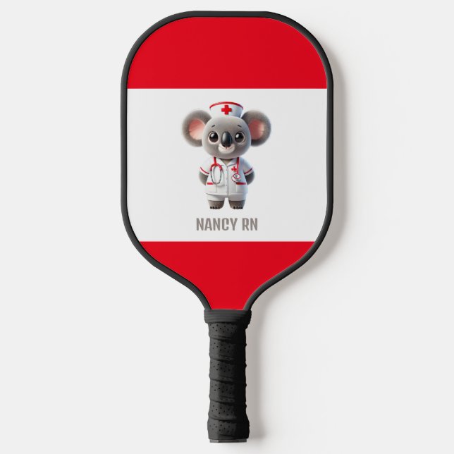 Niedliche Koala-Bärenkurse mit Red Stethoscope Pickleball Schläger (Vorderseite)