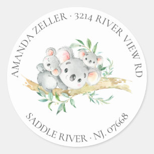 Niedliche Koala Bear Baby Dusche Rückfahrt Runder Aufkleber