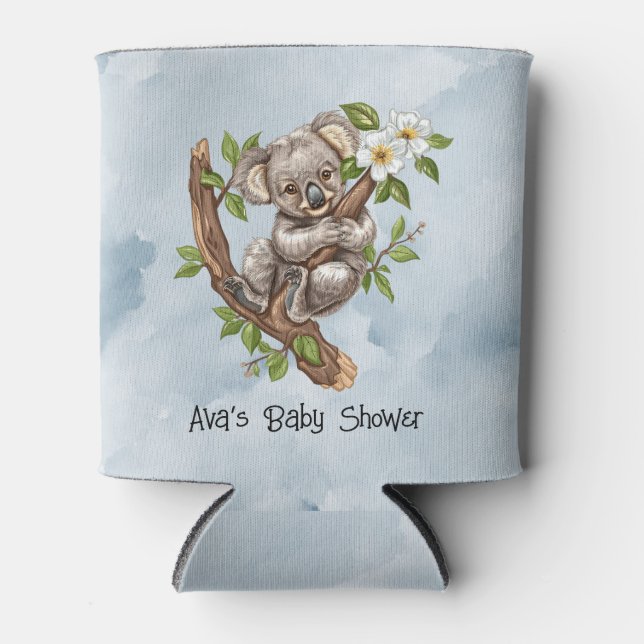 Niedliche Koala Bear Blue Watercolor Babydusche Dosenkühler (Vorderseite)