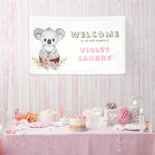 Niedliche Koala Bear Girl Babydusche Begrüßungszei Banner