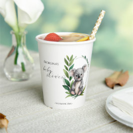 Niedliche Koala Bear Watercolor Green Baby Dusche Pappbecher