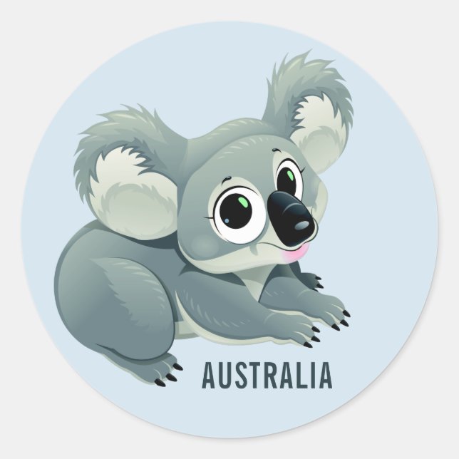 Niedliche Koala-benutzerdefinierte Textaufkleber Runder Aufkleber (Vorderseite)