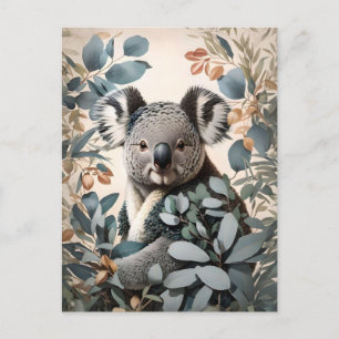 Niedliche Koala-Eukalyptus-Blätter Postkarte