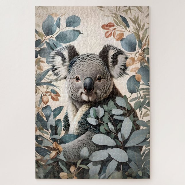 Niedliche Koala-Eukalyptus-Blätter Puzzle (Vertikal)