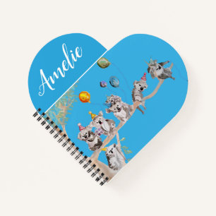 Niedliche Koala Geburtstagsparty Ballon Girls Kind Notizbuch