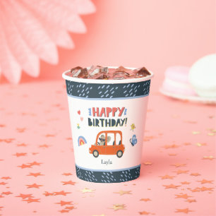 Niedliche Koala Girl Vorname Happy Birthday Party Pappbecher