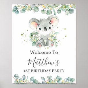 Niedliche Koala Greenery Baby Dusche Geburtstag Wi Poster