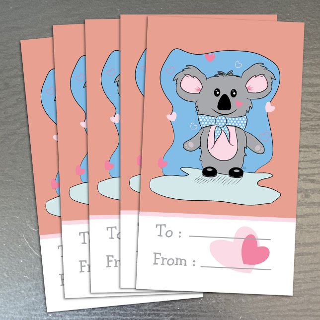 Niedliche Koala-Klassenzimmer Valentinstag Faltkar (Front of cards.)