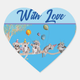 Niedliche Koala Koalas Blue Kinder mit Liebe Herz-Aufkleber