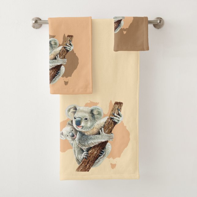 Niedliche Koala Mama und Baby Badhandtuch Set (Insitu)